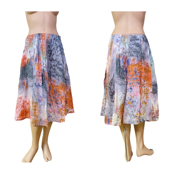 Blue Willi’s Denmark Linen Multicolor Floral / Geometric Skirt - Picture 1 of 11